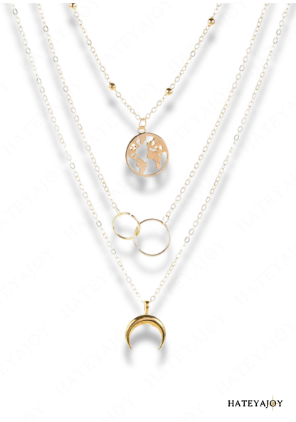 Collier Pendentif Croissant De Lune<br>Trio