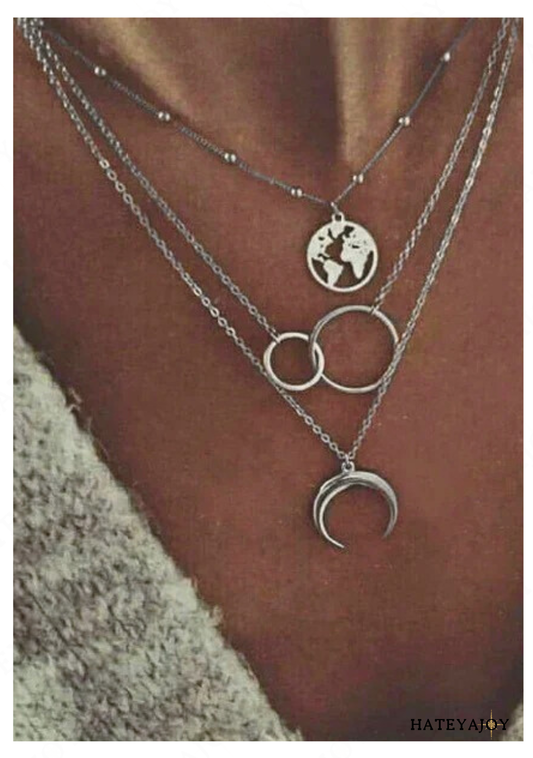 Collier Pendentif Croissant De Lune<br>Trio