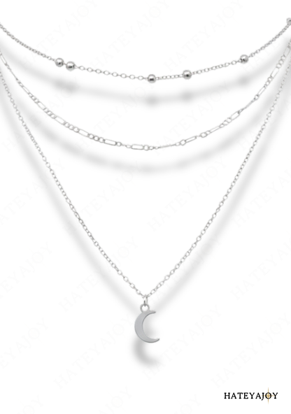 Chaîne Multi Rangs Avec Pendentif Lune<br>Célestre