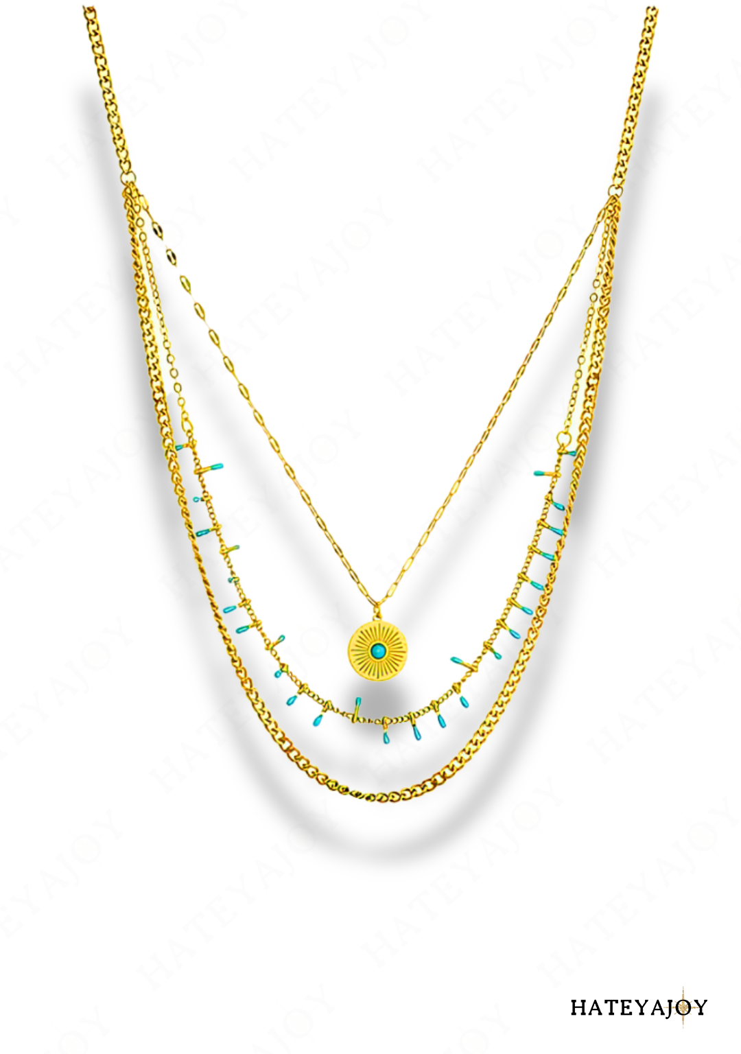 Collier Doré Touche Turquoise Bohème Chic<br>Bela