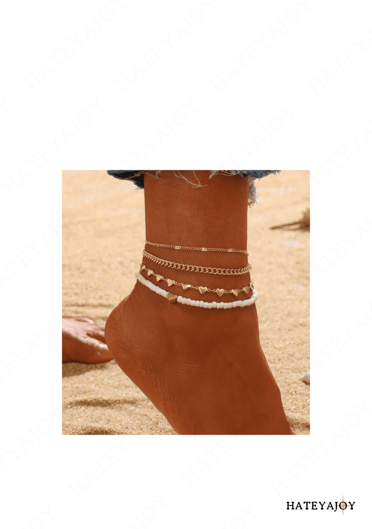 Multiples Bracelets Cheville Perles Look Boho Chic<br>Eden