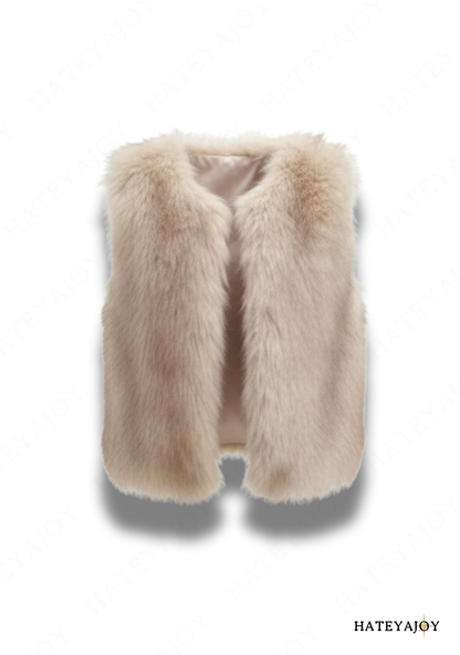 Veste Sans Manche Fausse Fourrure Beige<br>Montana