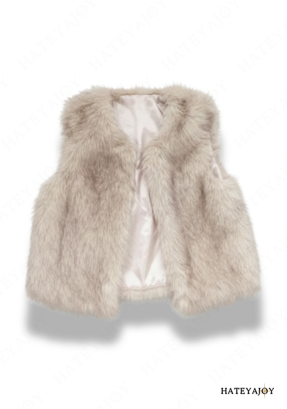 Veste Sans Manche Fausse Fourrure Beige<br>Montana
